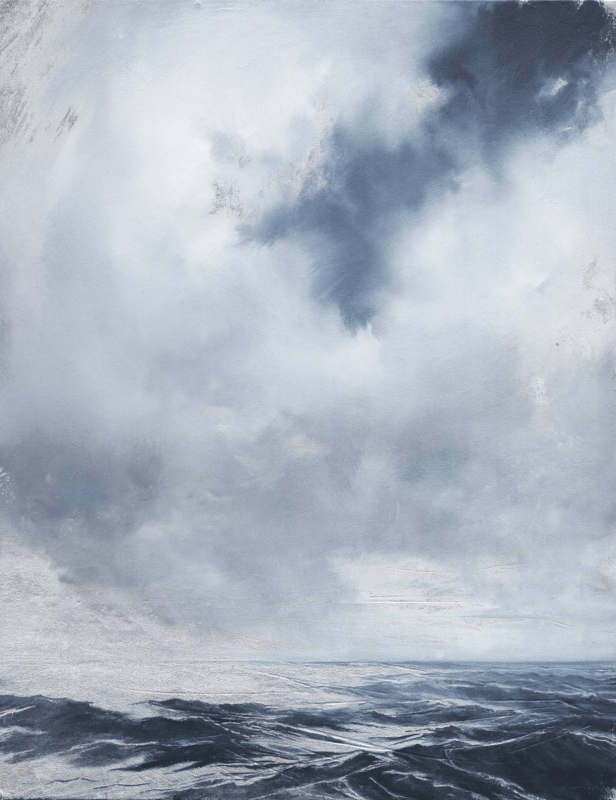 Chloé Persillet, Sans titre, 2023, Peinture à facture ouverte, huile sur panneau de bois, encollage à la colle de peau, préparation maigre au blanc de Meudon, impression aluminium et silice, 26,6 x 20,8 cm, coll. de l’artiste. 