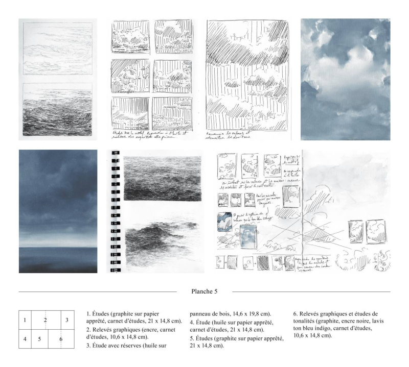 Planche 5 : Chloé Persillet, Études et relevés préparatoires.